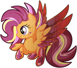 Size: 1458x1286 | Tagged: safe, artist:tuppkam1, derpibooru import, scootaloo, pegasus, pony, female, filly, rainbow power, rainbow power-ified, simple background, solo, transparent background, watermark