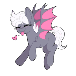 Size: 1300x1300 | Tagged: safe, artist:adostume, derpibooru import, oc, oc only, bat pony, pony, cute, heart, raspberry, simple background, solo, tongue out, transparent background