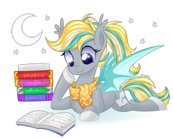 Size: 5000x4000 | Tagged: safe, artist:kaikururu, oc, oc only, oc:booker, bat pony, pony, absurd resolution, book, clothes, female, mare, scarf, simple background, solo, transparent background