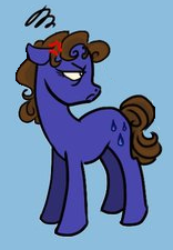 Size: 156x225 | Tagged: artist needed, source needed, safe, derpibooru import, edit, earth pony, pony, cross-popping veins, cutie mark, female, irma lair, mare, ponified, simple background, solo, w.i.t.c.h., water, water droplet