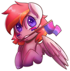 Size: 1024x1031 | Tagged: safe, artist:paintcoloryt, derpibooru import, oc, oc only, oc:arian blaze, pegasus, pony, bisexual pride flag, female, pride, simple background, solo, transparent background