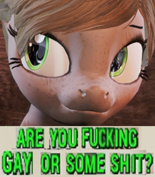 Size: 956x1088 | Tagged: safe, oc, oc only, oc:littlepip, pony, unicorn, fallout equestria, 3d, caption, expand dong, exploitable meme, fallout, fanfic, female, freckles, green eyes, hooves, horn, image macro, mare, meme, smug, solo, source filmmaker, vulgar