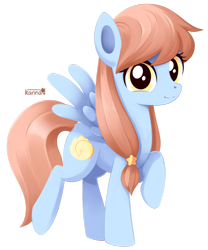 Size: 800x960 | Tagged: safe, artist:exceru-karina, derpibooru import, oc, oc:morning dew, pegasus, pony, female, looking at you, mare, signature, simple background, smiling, solo, transparent background