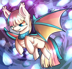 Size: 600x575 | Tagged: safe, artist:konnyart, oc, oc only, oc:summer dreams, bat pony, pony, commission, female, mare, slit eyes, smiling, solo