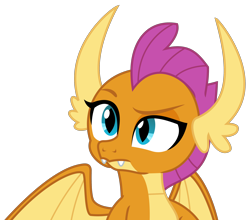 Size: 2400x2109 | Tagged: safe, artist:sketchmcreations, derpibooru import, smolder, dragon, non-compete clause, doubt, dragoness, female, raised eyebrow, simple background, solo, transparent background, vector