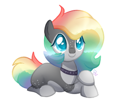 Size: 690x593 | Tagged: safe, artist:sugaryicecreammlp, derpibooru import, oc, oc:solar lights, earth pony, pony, base used, colored pupils, female, mare, prone, rainbow hair, simple background, solo, transparent background