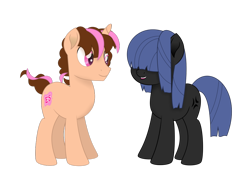 Size: 1024x705 | Tagged: safe, artist:limedreaming, oc, oc only, oc:neigh sayer, oc:think pink, earth pony, pony, unicorn, my little pony: the movie, female, male, mare, movie accurate, neink, simple background, stallion, style emulation, transparent background