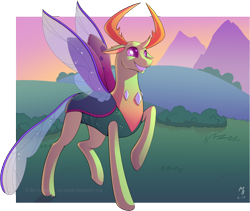 Size: 4405x3718 | Tagged: safe, artist:spritedude, derpibooru import, thorax, changedling, changeling, cute, grass field, king thorax, male, scenery, smiling, solo, thorabetes