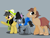 Size: 1024x768 | Tagged: safe, artist:sixes&sevens, derpibooru exclusive, derpibooru import, daring do, doctor whooves, bat pony, earth pony, pegasus, pony, bowtie, clothes, doctor who, hat, jamie mccrimmon, kilt, pith helmet, pointing, scarf, second doctor, unshorn fetlocks, younger