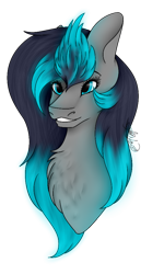 Size: 538x894 | Tagged: safe, artist:skyler art studios, derpibooru import, oc, oc only, oc:tear drop, bust, chest fluff, gradient mane, looking at you, portrait, simple background, smiling, solo, transparent background