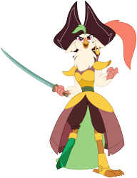 Size: 4101x5351 | Tagged: safe, artist:yanoda, captain celaeno, anthro, my little pony: the movie, absurd resolution, amputee, female, peg leg, pirate, prosthetic leg, prosthetic limb, prosthetics, ready to fight, simple background, solo, sword, transparent background, vector, weapon
