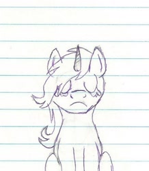 Size: 1806x2067 | Tagged: safe, artist:fluttershutterz, derpibooru import, oc, oc only, pony, unicorn, crying, depression, lined paper, male, sad, sitting, solo, stallion, traditional art