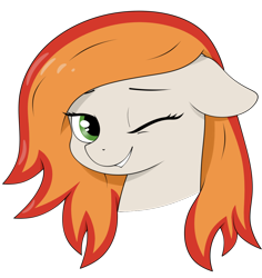 Size: 940x997 | Tagged: safe, artist:kirr12, derpibooru import, oc, earth pony, pony, bust, female, green eyes, mare, one eye closed, simple background, smiling, solo, transparent background, wink