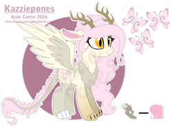 Size: 1024x752 | Tagged: safe, artist:kazziepones, oc, oc only, oc:resonance, draconequus, hybrid, female, interspecies offspring, offspring, parent:discord, parent:fluttershy, parents:discoshy, reference sheet, simple background, solo, transparent background