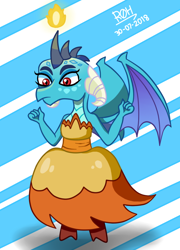 Size: 612x852 | Tagged: safe, artist:rodrigoh09, derpibooru import, dragon lord ember, princess ember, clothes, crossover, dress, hekapoo, star vs the forces of evil