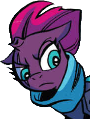 Size: 183x242 | Tagged: safe, artist:andypriceart, derpibooru import, idw, fizzlepop berrytwist, tempest shadow, pony, unicorn, background removed, clothes, female, scarf, simple background, solo, transparent background