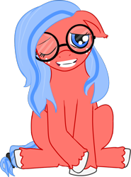 Size: 764x1031 | Tagged: safe, artist:flickswitch, derpibooru import, oc, oc:flickswitch, cute, female, freckles, glasses, mare, ponysona, sad, simple, simple background, sitting, smiling, solo, transparent background