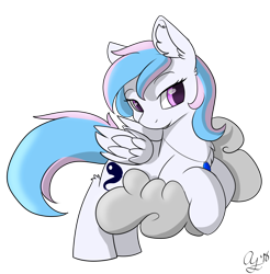 Size: 2000x2032 | Tagged: safe, artist:aurorafang, derpibooru import, oc, oc only, oc:starburn, pegasus, pony, cloud, jewelry, necklace, simple background, transparent background