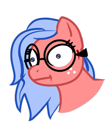 Size: 528x596 | Tagged: safe, artist:flickswitch, derpibooru import, oc, oc only, oc:flickswitch, bust, confused, confusion, expression, expressions, female, freckles, glasses, huh, mare, simple background, solo, transparent background, wat, why
