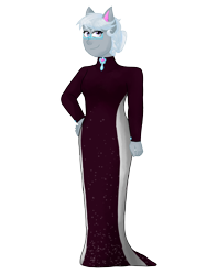 Size: 2448x3264 | Tagged: safe, artist:cornerverse, silver spoon, anthro, clothes, dress, female, gala dress, glasses, older, older silver spoon, simple background, solo, transparent background