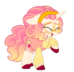 Size: 1000x972 | Tagged: safe, artist:angei-bites, derpibooru import, oc, oc only, pony, unicorn, base used, clothes, female, freckles, glasses, laughing, mare, simple background, solo, transparent background