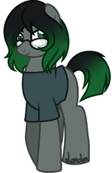 Size: 400x616 | Tagged: safe, artist:t-aroutachiikun, derpibooru import, oc, oc:sound tune, earth pony, pony, clothes, female, glasses, mare, shirt, simple background, solo, transparent background