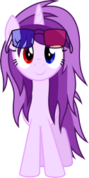 Size: 3449x6818 | Tagged: safe, artist:livehotsun, derpibooru import, oc, oc only, oc:purple eye, pony, unicorn, absurd resolution, female, glasses, heterochromia, looking at you, mare, simple background, solo, transparent background, vector