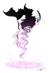 Size: 919x1331 | Tagged: safe, artist:flying pumpkin, derpibooru import, oc, oc:yiazmat, unicorn, black and white, commission, grayscale, jewel, jewelry, magic, magic circle, male, monochrome, necklace, runes, scar, simple background, solo, transparent background