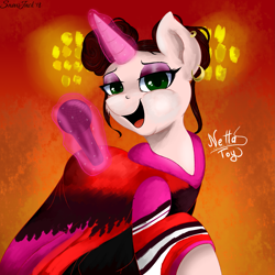 Size: 2053x2053 | Tagged: safe, artist:php97, derpibooru import, pony, unicorn, eurovision 2018, eurovision song contest, microphone, netta toy, ponified, solo