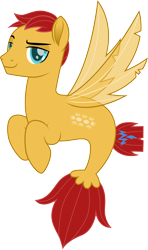 Size: 3000x5070 | Tagged: safe, artist:cloudyglow, derpibooru import, flash magnus, seapony (g4), fin wings, fins, movie accurate, seaponified, simple background, smiling, solo, species swap, tail, transparent background