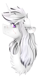 Size: 200x400 | Tagged: artist needed, safe, derpibooru import, oc, oc:yiazmat, unicorn, head, scar, solo