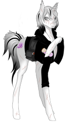 Size: 500x950 | Tagged: safe, artist:utauko, derpibooru import, oc, oc only, oc:yiazmat, unicorn, black and white, grayscale, male, monochrome, potion, scar, simple background, solo, transparent background