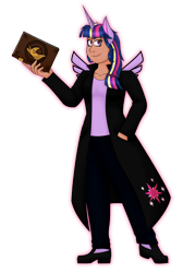 Size: 4869x7248 | Tagged: safe, artist:cornerverse, twilight sparkle, twilight sparkle (alicorn), alicorn, human, absurd resolution, alternate hairstyle, artificial wings, augmented, dark skin, eared humanization, female, humanized, magic, magic wings, simple background, solo, transparent background, wings