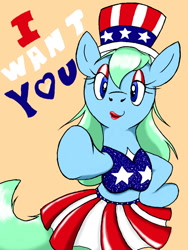 Size: 960x1280 | Tagged: safe, artist:dashingjack, derpibooru import, oc, oc:brainstorm, earth pony, pony, 4th of july, crossdressing, hat, holiday, lipstick, looking at you, pointing, simple background, text