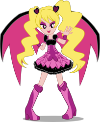 Size: 4550x5571 | Tagged: safe, artist:ambassad0r, derpibooru import, oc, oc:princess dark matter, equestria girls, absurd resolution, clothes, commission, cure peach, dress, fresh precure, open mouth, simple background, solo, transparent background, vector, wings