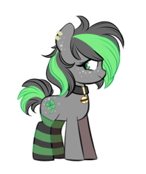 Size: 286x341 | Tagged: safe, artist:trishabeakens, oc, oc only, oc:lucky dip, pony, clothes, collar, female, freckles, simple background, socks, solo, striped socks, transparent background