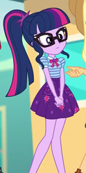 Size: 268x539 | Tagged: safe, derpibooru import, screencap, sci-twi, twilight sparkle, better together, equestria girls, rollercoaster of friendship, clothes, cropped, female, geode of telekinesis, glasses, ponytail, skirt, solo focus