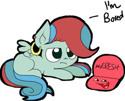 Size: 1024x827 | Tagged: safe, artist:pinkiepie6680, derpibooru import, oc, oc:liza light, pegasus, pony, bored, cap, female, filly, hat, prone, simple background, solo, transparent background