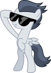 Size: 3000x4288 | Tagged: safe, artist:sollace, derpibooru import, rumble, pony, .svg available, bipedal, colt, foal, male, simple background, solo, sunglasses, transparent background, vector