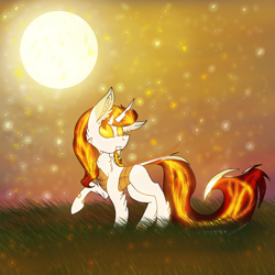 Size: 2560x2560 | Tagged: safe, artist:brokensilence, oc, oc only, oc:biepbot, original species, scenery, solo, sun, sunset, waspling