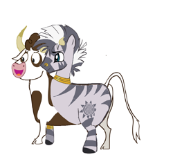 Size: 938x901 | Tagged: source needed, safe, artist:theunknowenone1, daisy jo, zecora, bull, cow, conjoined, cowbra, male, multiple heads, rule 63, two heads, zebrow, zebull