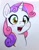 Size: 794x1024 | Tagged: safe, artist:imalou, derpibooru import, sweetie belle, sweetie bot, pony, robot, unicorn, blushing, bust, cute, diasweetes, female, filly, looking at you, open mouth, simple background, smiling, solo, traditional art