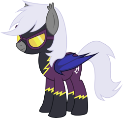 Size: 3234x3103 | Tagged: safe, artist:duskthebatpack, derpibooru import, oc, bat pony, pony, bat pony oc, clothes, costume, female, goggles, mare, shadowbolts, shadowbolts costume, simple background, solo, transparent background