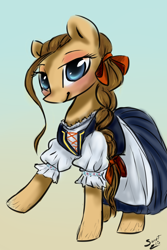 Size: 1000x1500 | Tagged: safe, artist:elisdoominika, derpibooru import, oc, oc only, pony, braid, clothes, costume, dress, female, folk costume, folklore, ponified, slovakia, solo