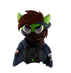 Size: 2500x2560 | Tagged: safe, artist:lunar froxy, derpibooru import, oc, oc only, oc:analogue, original species, youkai, bust, drone, echo, rainbow six siege, simple background, solo, transparent background
