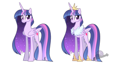 Size: 2000x1064 | Tagged: safe, artist:enifersuch, derpibooru import, twilight sparkle, twilight sparkle (alicorn), alicorn, pony, female, hoof shoes, jewelry, mare, older, older twilight, regalia, simple background, solo, starry mane, transparent background, ultimate twilight