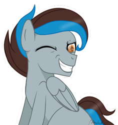 Size: 1024x1084 | Tagged: safe, artist:ipandacakes, derpibooru import, oc, pegasus, pony, male, one eye closed, simple background, solo, stallion, transparent background, wink