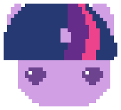 Size: 340x310 | Tagged: safe, artist:ponyfan6849, derpibooru import, twilight sparkle, bust, funko pop!, head only, pixel art, simple background, solo, transparent background