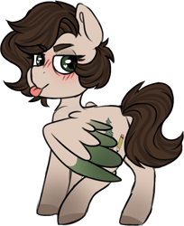 Size: 666x818 | Tagged: safe, artist:ivybrush, derpibooru import, oc, oc only, oc:pacific pine, pegasus, pony, blushing, female, heart eyes, looking at you, looking back, looking back at you, simple background, solo, tongue out, transparent background, wingding eyes