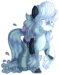 Size: 1319x1661 | Tagged: safe, artist:macaroonburst, derpibooru import, oc, original species, pond pony, pony, female, mare, raised hoof, simple background, solo, transparent background